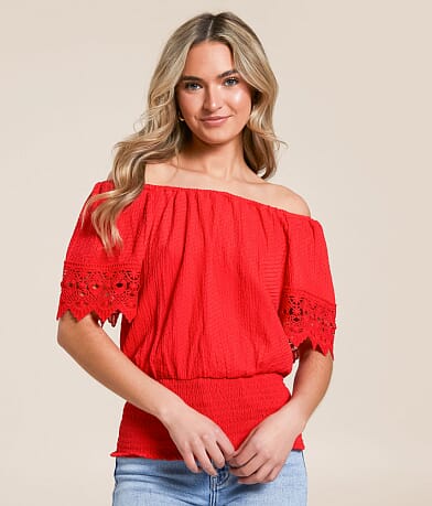 Daytrip Textured Off The Shoulder Top front view