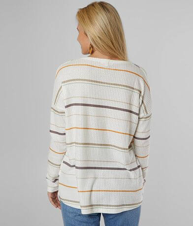 Coco + Jaimeson Waffle Knit Drop Shoulder Top back view