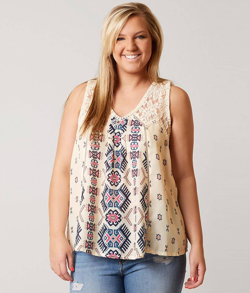 Coco &#43; Jaimeson Lace Tank Top - Plus Size Only front view