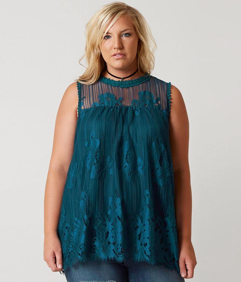Coco &#43; Jaimeson Lace Tank Top - Plus Size Only front view