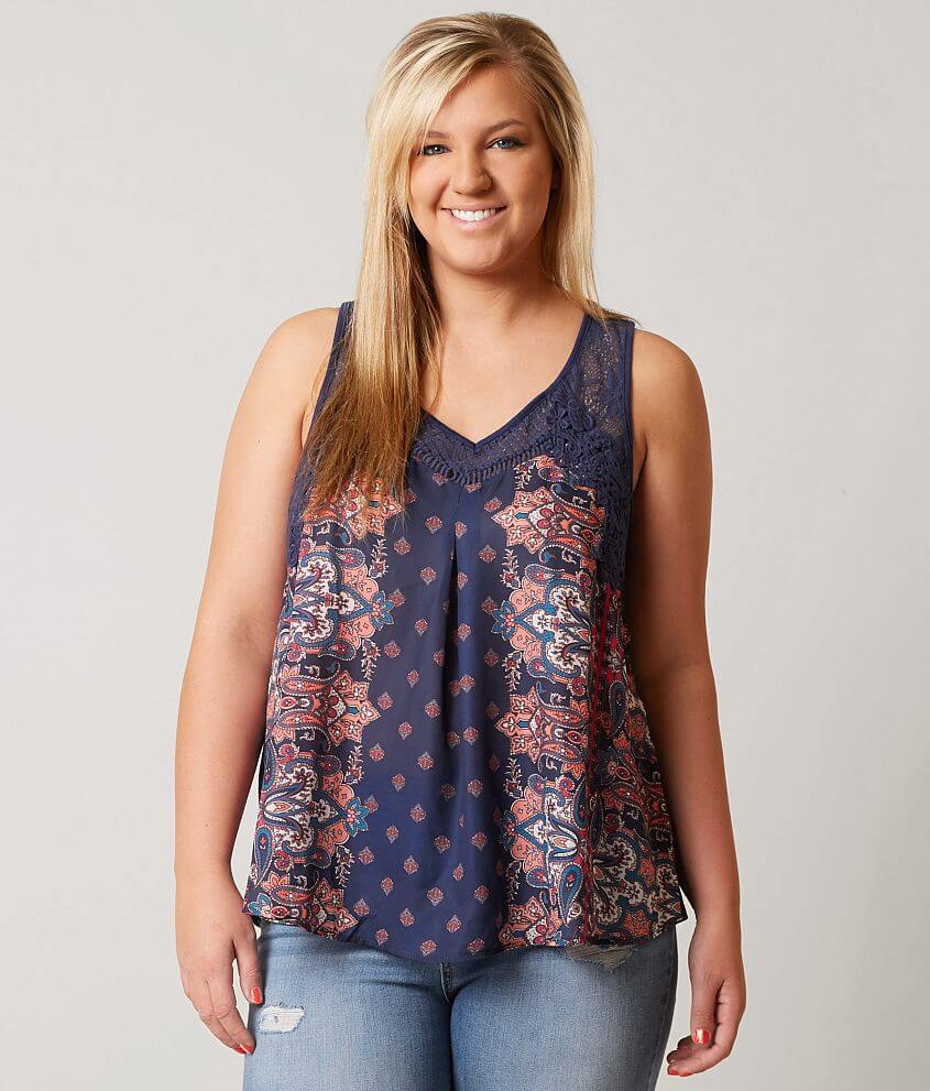 Coco &#43; Jaimeson Lace Tank Top - Plus Size Only front view