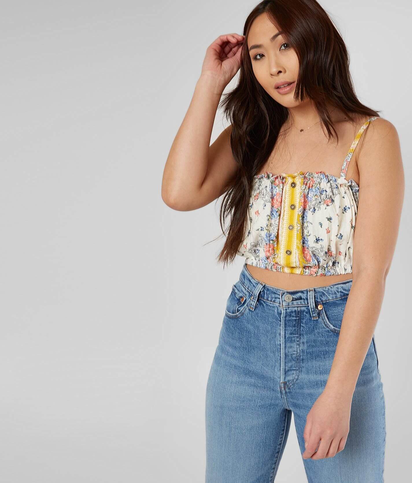 Coco + Jaimeson Floral Cropped Tank Top - Women's Tank Tops