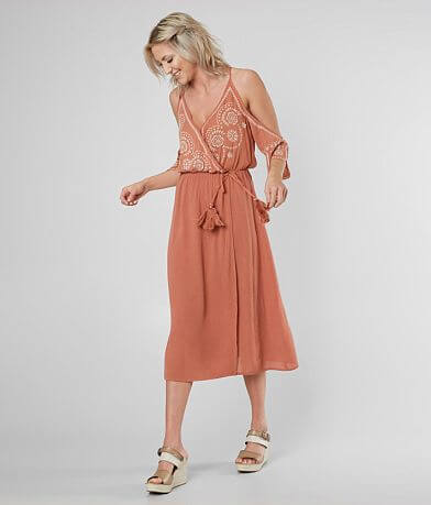 Coco + Jaimeson Cold Shoulder Wrap Dress full left side view