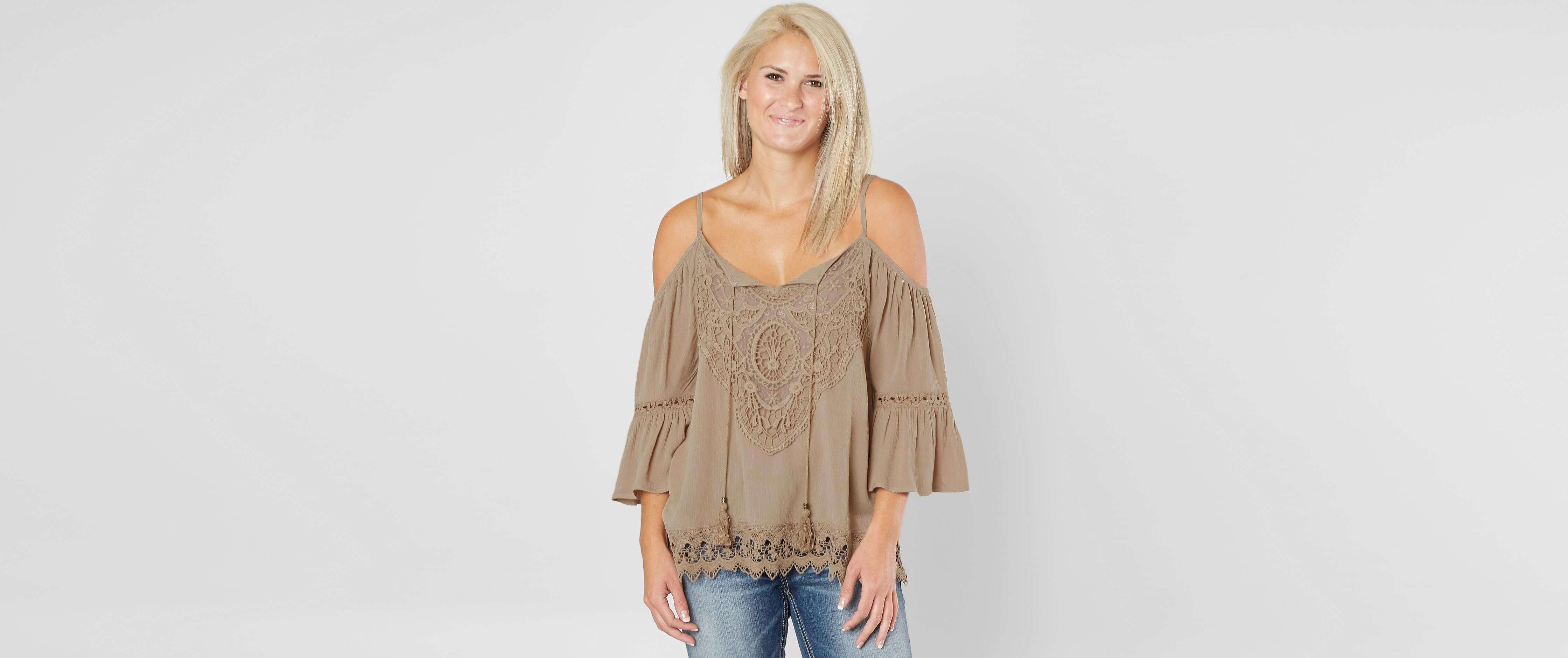 Image of Coco + Jaimeson Cold Shoulder Crinkle Top