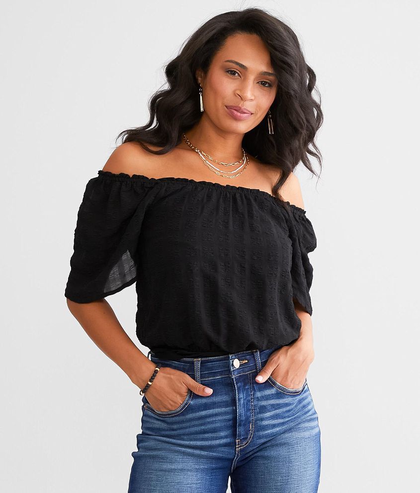 Daytrip Off The Shoulder Bodysuit front view