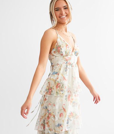 fanco Floral Jacquard Chiffon Tiered Midi Dress MISC_DETAIL_1