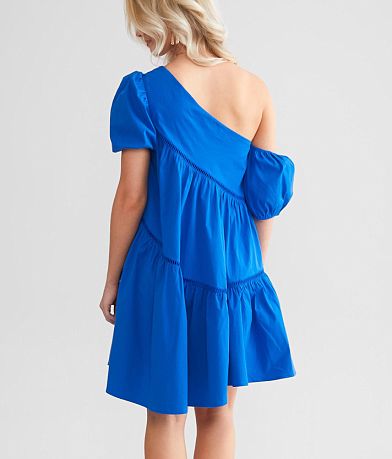fanco Cold Shoulder Tiered Mini Dress BACK