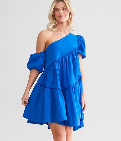 fanco Cold Shoulder Tiered Mini Dress FULL_LEFT_SIDE