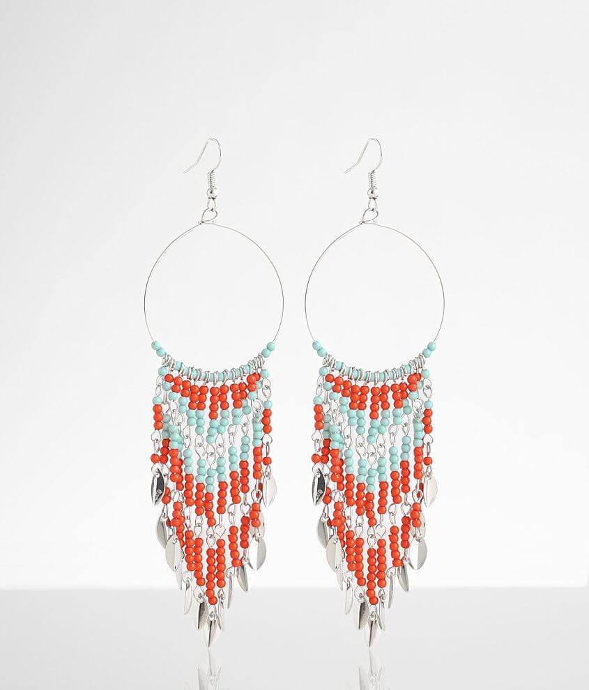 BKE Beaded Fringe Hoop Earring front view