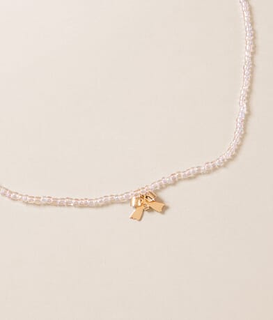 boutique by BKE Beaded Bow Necklace front view