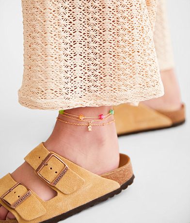 boutique by BKE 3 Pack Flower Ankle Bracelet Set front view