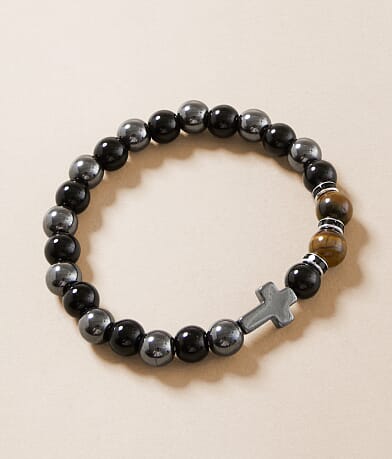 BKE Beaded Cross Bracelet front view