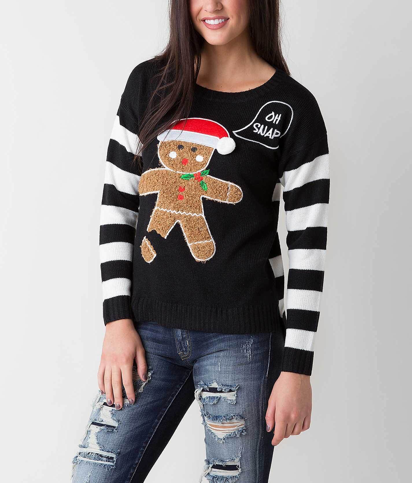 NWT Forever 21 Black Knit Ugly Christmas Sweater Gingerbread Man Body -  Small