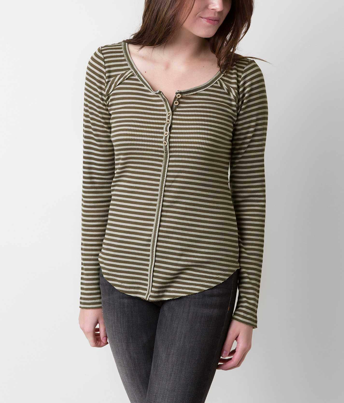 women's thermal henley tops