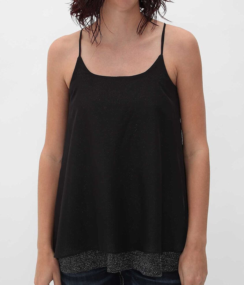 Daytrip Chiffon Overlay Tank Top - Women's Tank Tops in Black