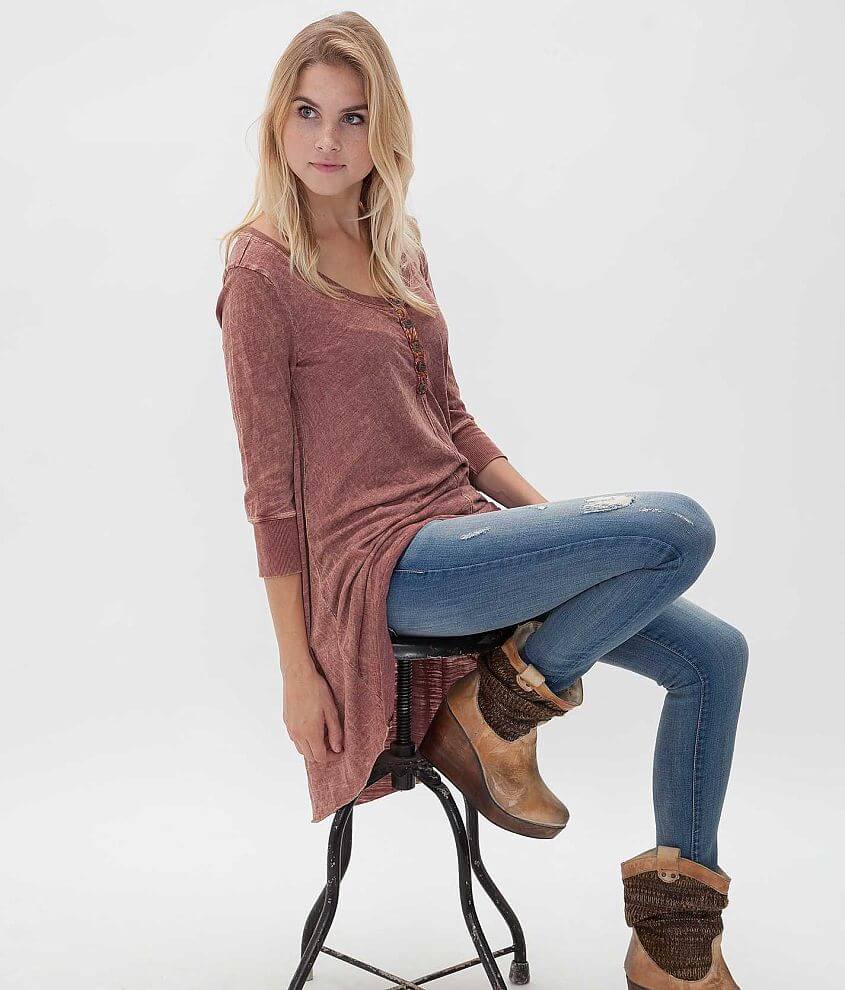 Gimmicks Washed Triblend Henley Tunic front view