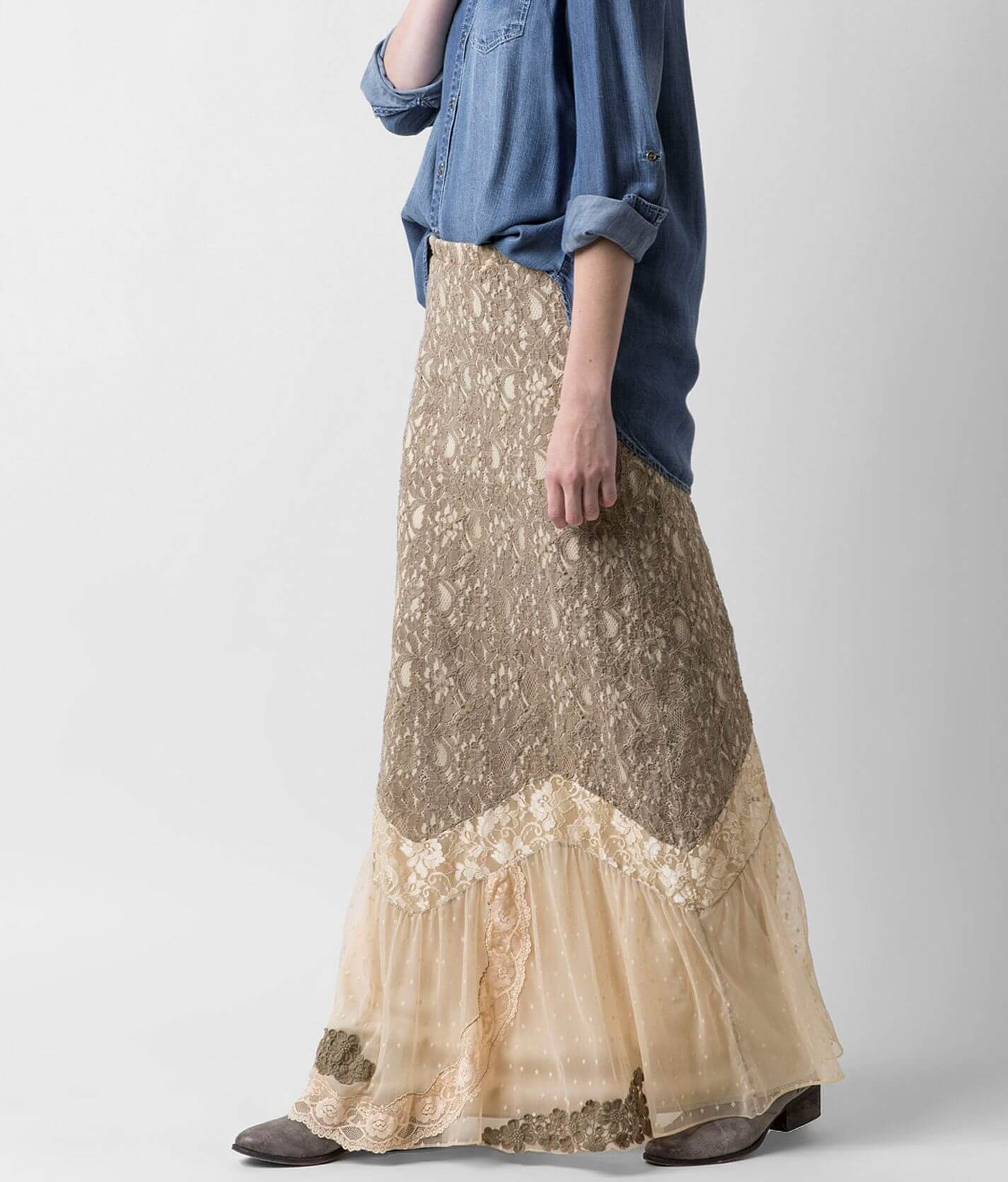 Gimmicks Pieced Maxi Skirt - Clothing in Tan Cream | Buckle