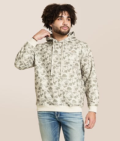 Fieldstone White Camo Quilted Hooded Sweatshirt front view