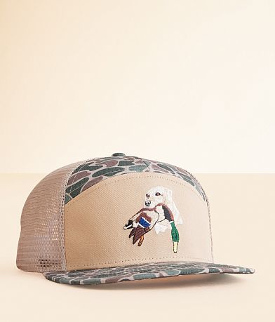 Roost Waterfowl Dog Camo Trucker Hat front view