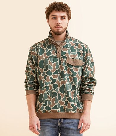 Roost Waterfowl Camo Quarter Snap Pullover front view