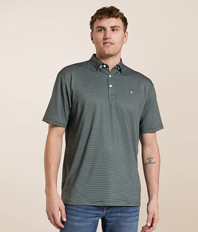 Roost Waterfowl Striped Performance Polo front view