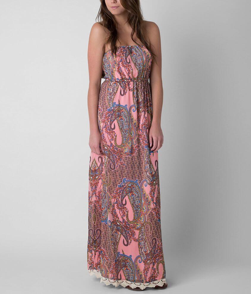 Fire Printed Tube Top Maxi Dress front view