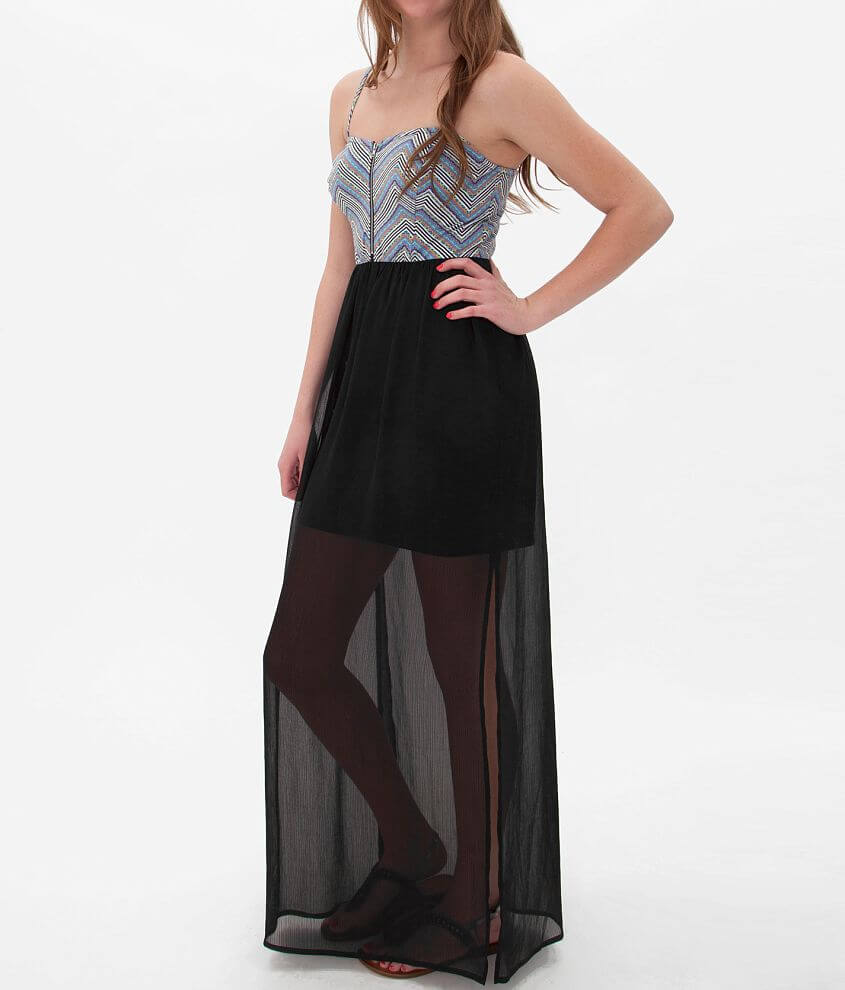 Chiffon overlay best sale maxi dress