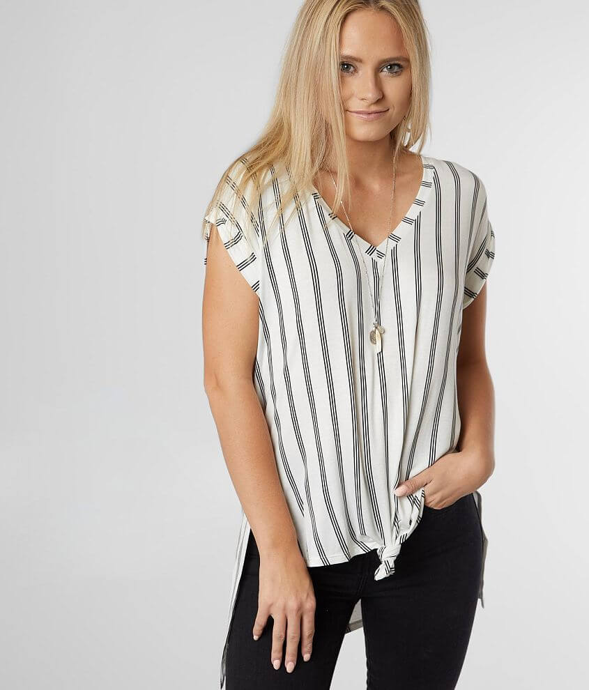 Daytrip Striped High Low Hem Top front view