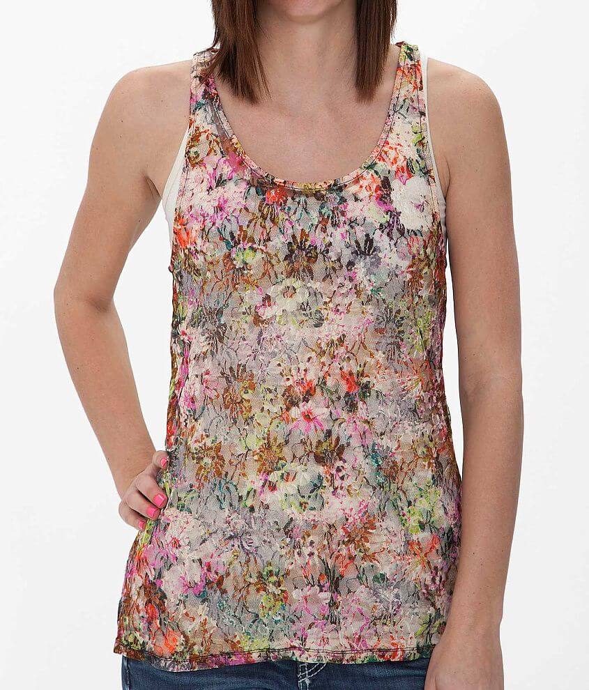 Fire Floral Tank Top front view