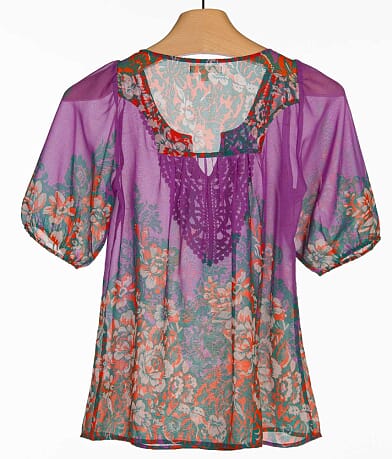 Fire Floral Peasant Top misc detail 1 view