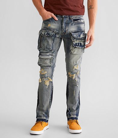 First Row® Slim Straight Cargo Stretch Jean front view