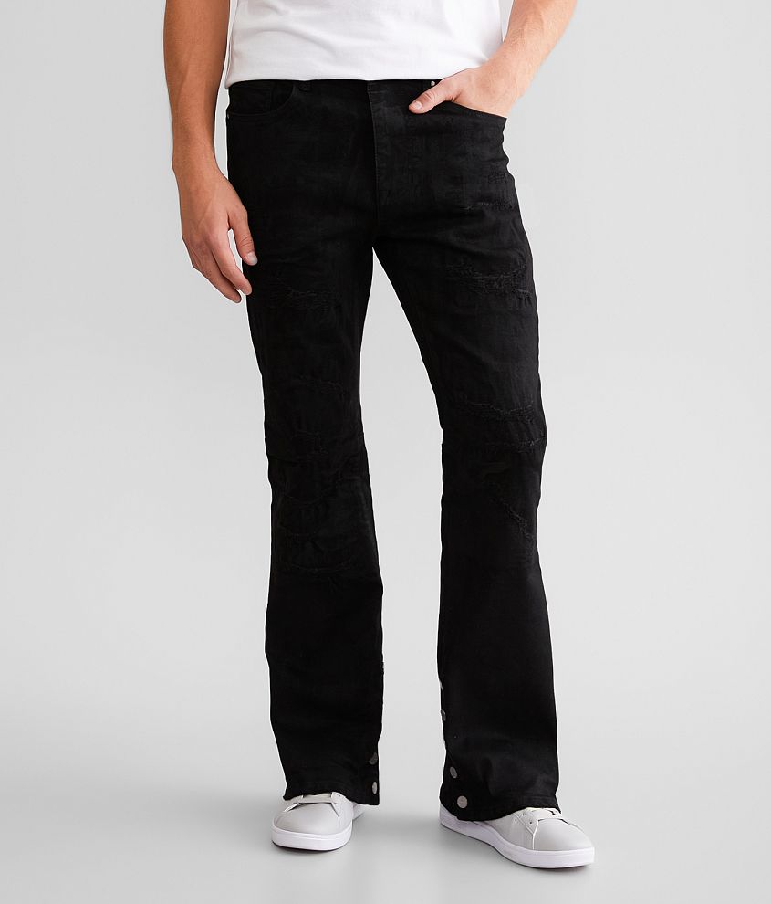 Flared Slim Jeans - Black - Men