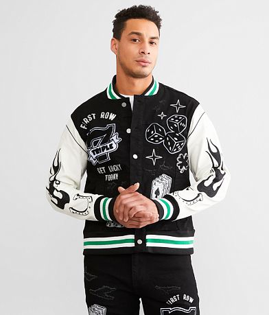 First Row&#174; Varsity Denim Jacket full right side view