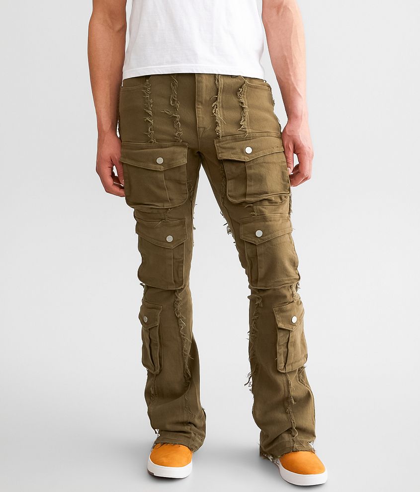 First Row Stacked Cargo Stretch Jean