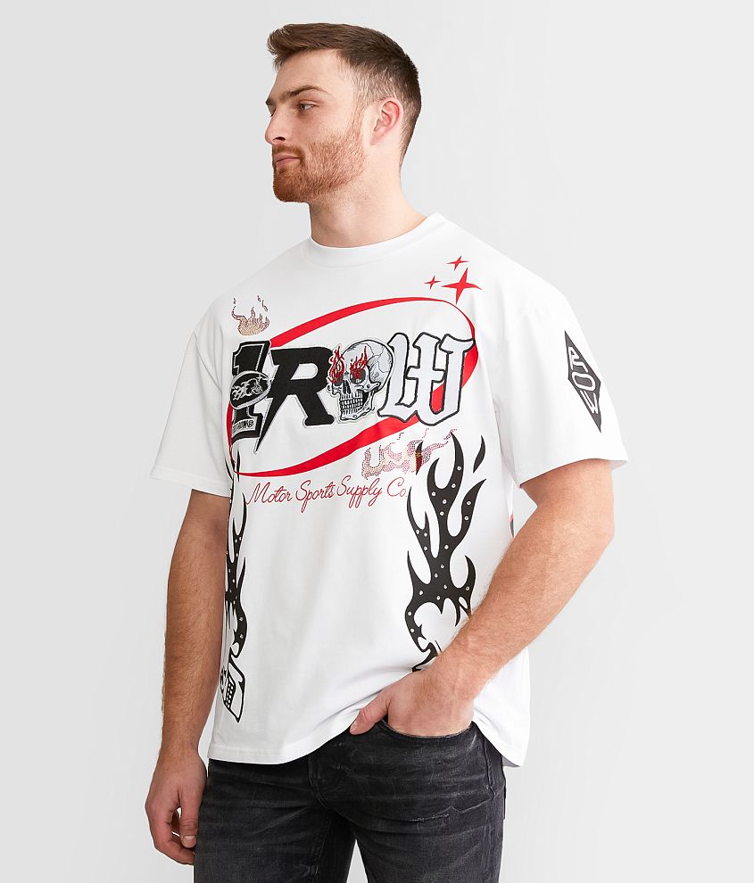 First Row Racing T Shirt Men s T Shirts in White Buckle