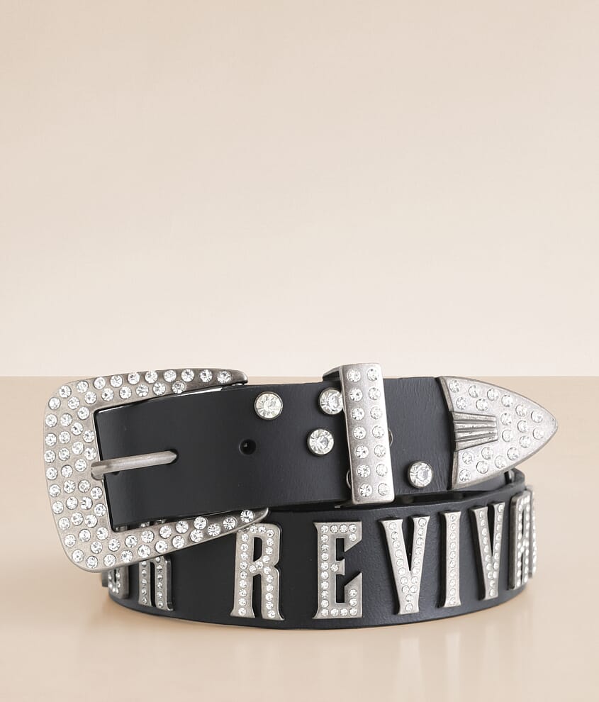 Rock Revival Glitz Leather Belt Women's Belts in Black Silver Buckle