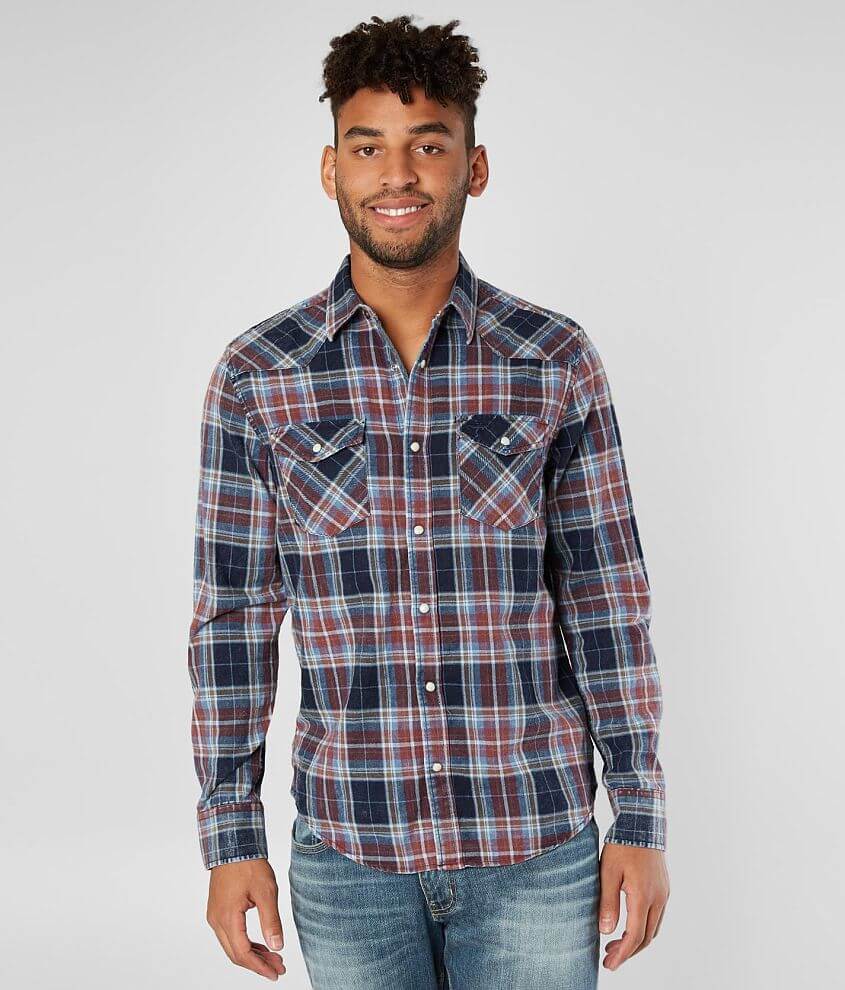 Flag Men's and Anthem Harrells Plaid Long Sleeve Western Flannel Shirt  Black Small at  Men's Clothing store