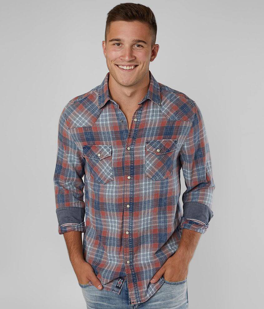 Flag & Anthem Rosburg Western Shirt - Men's Shirts in Indigo Rust Plaid ...