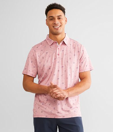 Flag & Anthem Beaufort Flamingo Performance Polo front view