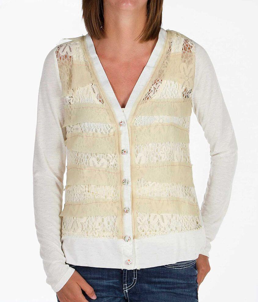 BKE Pieced Cardigan front view