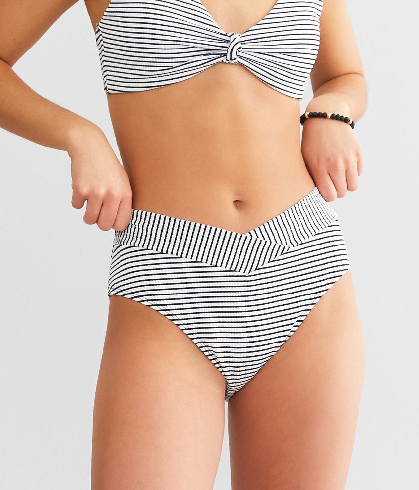 Black and white cheap striped swim bottoms