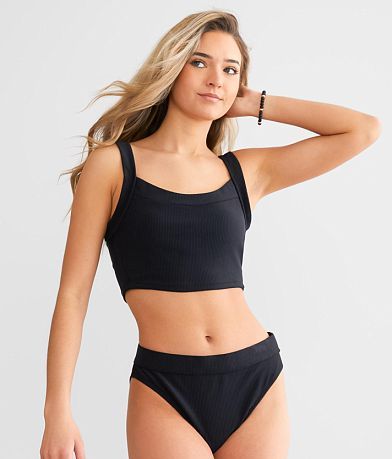 Cyn & Luca Ribbed Tank Swim Top front view