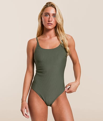Cyn & Luca Lacey Ribbed Swimsuit front view