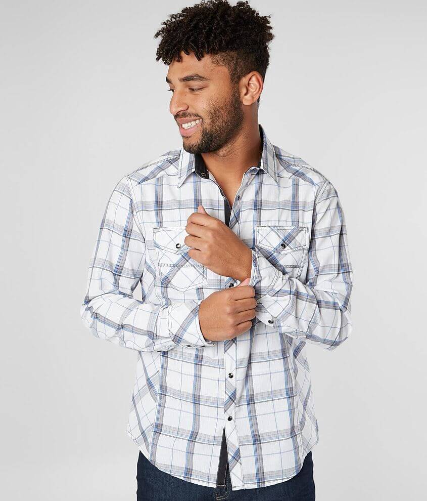 BKE Plaid Athletic Shirt - Men's Shirts in White Blue | Buckle