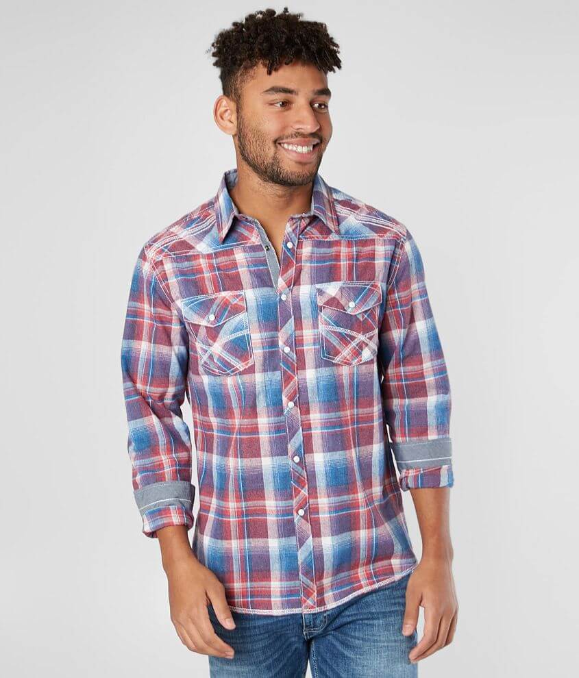 BKE Plaid Athletic Shirt - Men's Shirts in Blue Red | Buckle