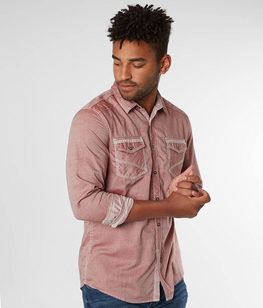 BKE Solid Athletic Stretch Shirt - Men's Shirts in Burgundy White | Buckle