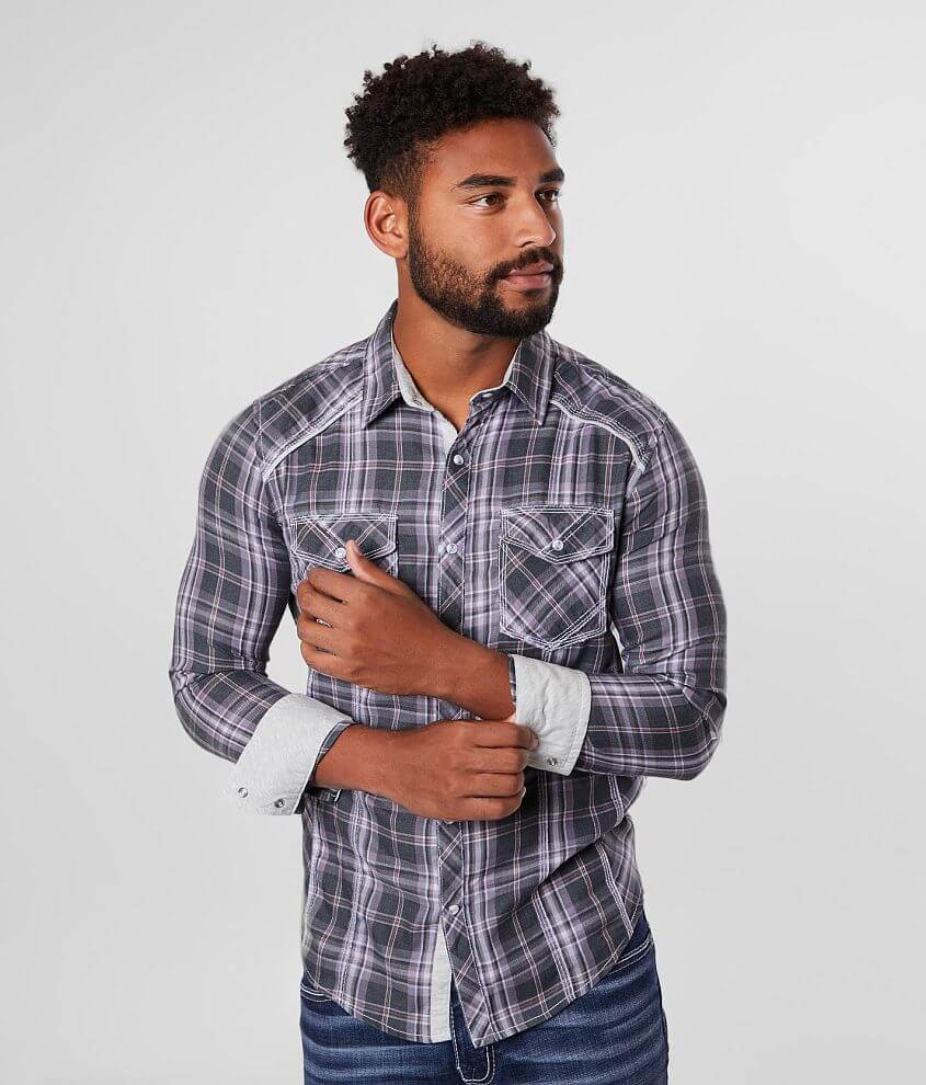 BKE Plaid Tailored Shirt front view