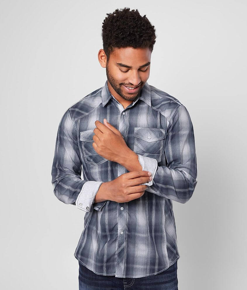 BKE Plaid Athletic Shirt - Men's Shirts in Navy White | Buckle