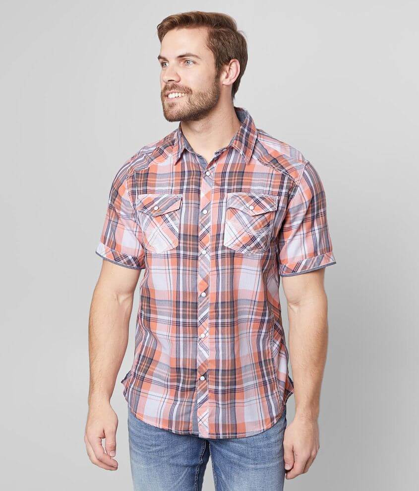 BKE Plaid Athletic Shirt - Men's Shirts in Coral Navy | Buckle