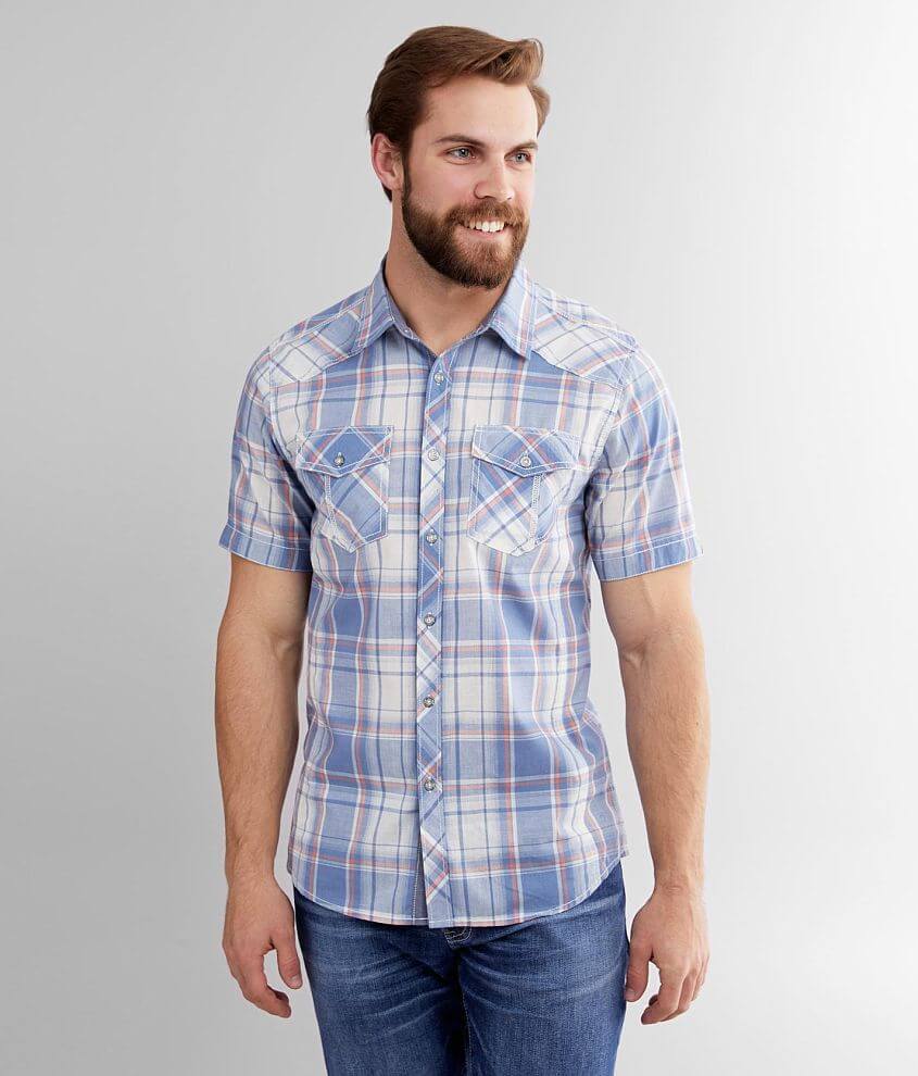 BKE Washed Plaid Standard Shirt front view